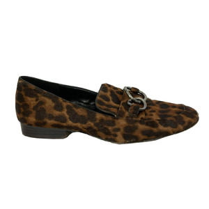 Sole Society Shoes Womens‎ Sz 8.5 Brown Black Leopard Calf Hair Loafers Slip On